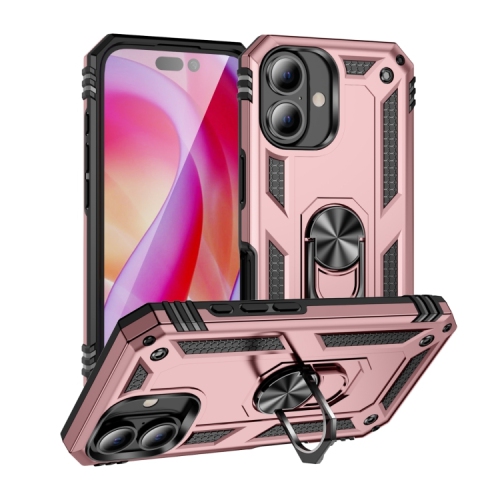 [CS] Hybrid Magnetic Hard Kickstand Case Cover with Ring Holder for Samsung Galaxy A06, Rose Gold