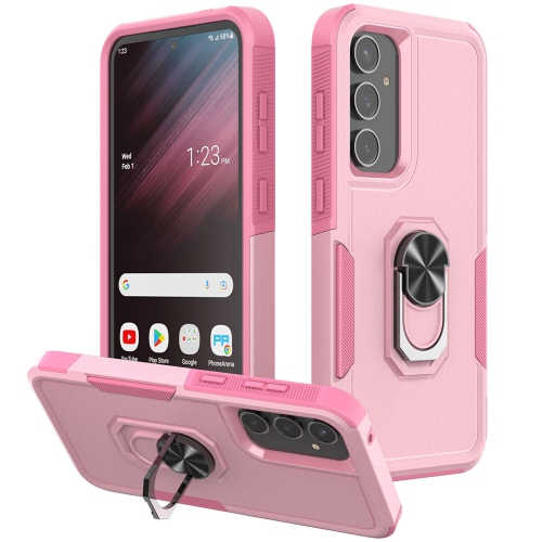 [CS] Shockproof Heavy Duty Magnetic Hard Armor Kickstand Case with Ring Holder for Samsung Galaxy S24 FE, Pink