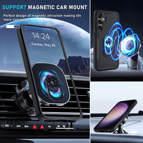 [CS] Étui rigide magnétique antichoc robuste avec béquille pour Samsung Galaxy S24 FE, rouge