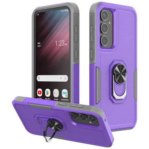 [CS] Shockproof Heavy Duty Magnetic Hard Armor Kickstand Case with Ring Holder for Samsung Galaxy A16, Purple