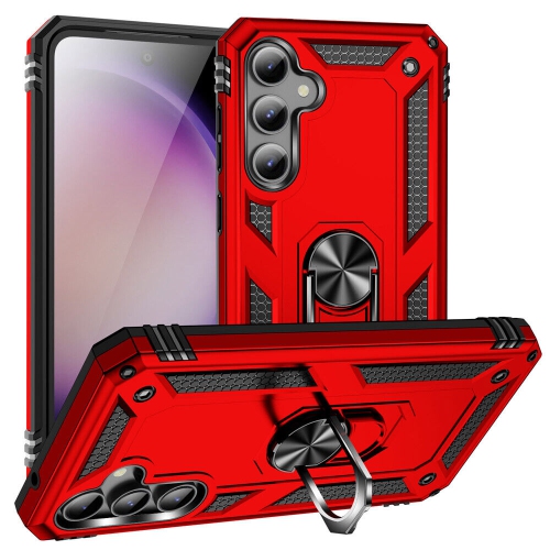 [CS] Hybrid Magnetic Hard Kickstand Case Cover with Ring Holder for Samsung Galaxy A16, Red
