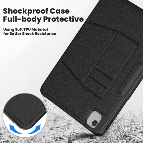 [CS] Shockproof Leather Magnetic Smart Cover Stand Case & Pencil Holder for Apple iPad Air 13" 2024, Black