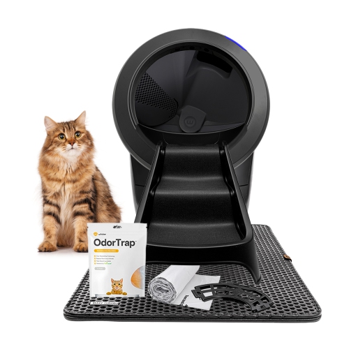 Litter-Robot 4 Complete Bundle by Whisker, Black - Automatic, Self-Cleaning Cat Litter Box, Includes 1 Year of WhiskerCare