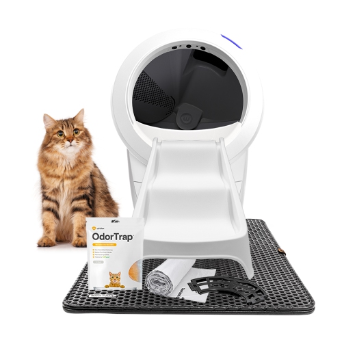 Litter-Robot 4 Complete Bundle by Whisker, White - Automatic, Self-Cleaning Cat Litter Box, Includes 1 Year of WhiskerCare