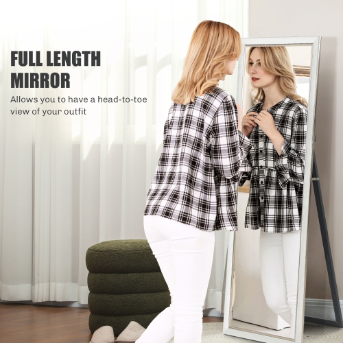 HOMCOM Full Length Mirror, 64" x 21" Full Body Mirror with Gold Frame, Free Standing, Leaning or Wall Mirror for Living Room, Bedroom, White