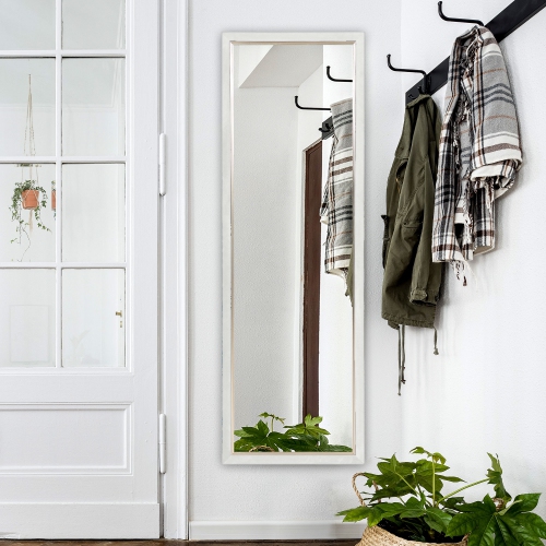 HOMCOM Full Length Mirror, 64" x 21" Full Body Mirror with Gold Frame, Free Standing, Leaning or Wall Mirror for Living Room, Bedroom, White