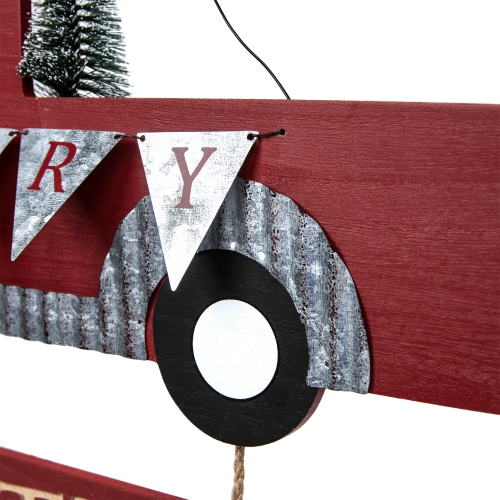 Merry Christmas Truck Hanging Wall Sign - 15.75"