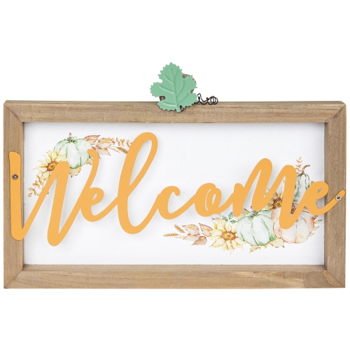 Pumpkins and Sunflowers Welcome Fall Harvest Wall Sign - 11"