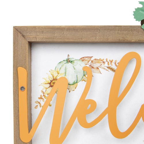 Pumpkins and Sunflowers Welcome Fall Harvest Wall Sign - 11"