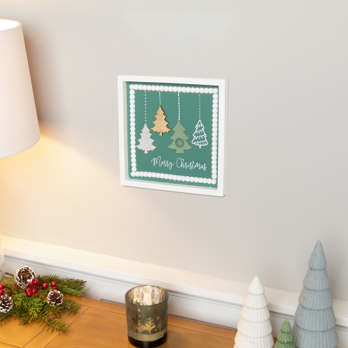 Art mural encadré «&nbsp;Merry Christmas Trees&nbsp;» - 9,5 x 9,5&nbsp;po