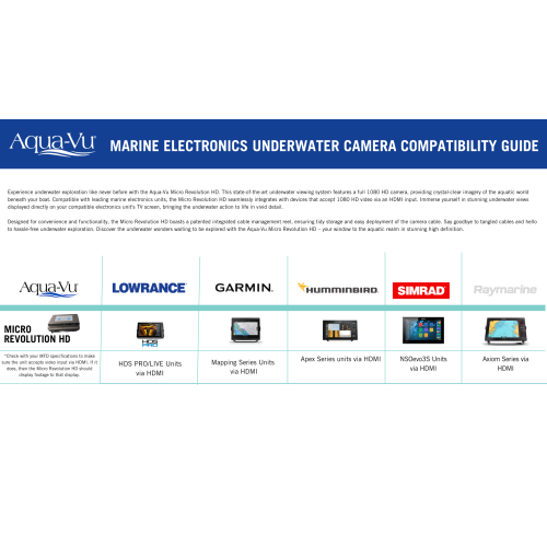 Aqua-Vu Micro Revolution HD Underwater Camera – HDMI & RCA Compatible Fish Finder for Garmin, Lowrance, Humminbird Apex, and Forward-Facing Sonar