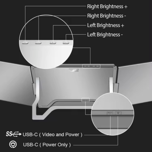 Moniteur portatif à deux écrans de 16&nbsp;po TUTT pour portable | Connexion par câble simple | IPS à rapport de forme 16:10, design autonome |