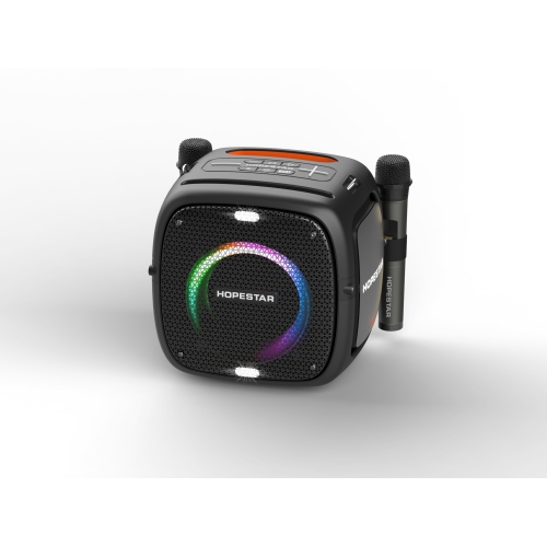 Portable 80W Waterproof Bluetooth Speaker, 12500mAh TWS LED Lights with Two Microphones, Black