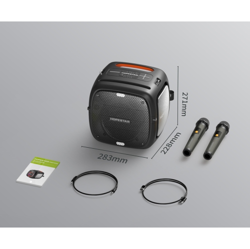 Portable 80W Waterproof Bluetooth Speaker, 12500mAh TWS LED Lights with Two Microphones, Black