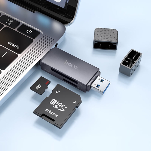 Hoco – Lecteur de cartes USB et de type C 2,0 Spirit 3-en-1 USB-A + Type-C 2,0