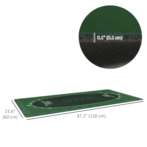 Tapis de poker de 47 x 24&nbsp;po de Soozier, dessus de table de poker pour 6 joueurs, chiffon résistant à l'eau pour table de poker avec sac de