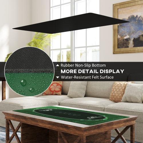 Tapis de poker de 47 x 24&nbsp;po de Soozier, dessus de table de poker pour 6 joueurs, chiffon résistant à l'eau pour table de poker avec sac de