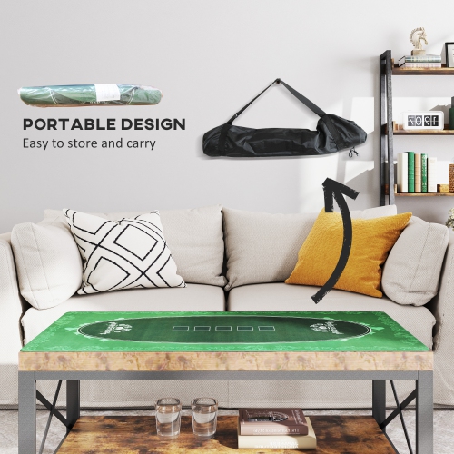 Tapis de poker de 47 x 24&nbsp;po de Soozier, dessus de table de poker pour 6 joueurs, chiffon résistant à l'eau pour table de poker avec sac de