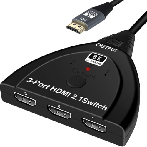 HDMI 2.1 Switch, WrixWric 8K HDMI Switch Splitter 3x1, HDMI Switcher