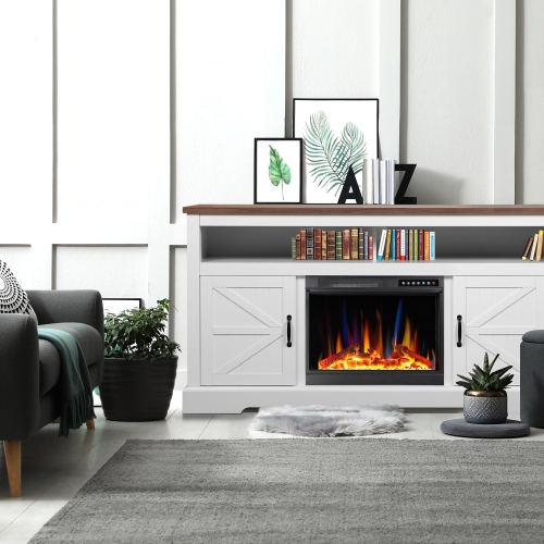 Meuble pour téléviseur avec foyer électrique FLAME de ZAFRO pour téléviseur de 65&nbsp;po ou moins, 4 flammes et 12 couleurs de bûches, console