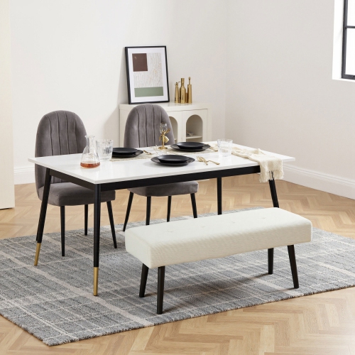 HOMCOM 39" Upholstered Bedroom Entryway Bench, Modern Corduroy Tufted End of Bed Bench with Padded Seat and Steel Legs for Living Room, Hallway,