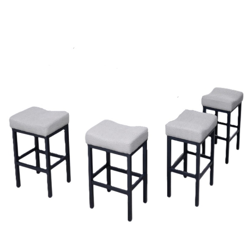 DYHOME Grey Modern Bar Stools Set of 2, Boucle Counter Stools 27 Inches Seat Height Upholstered Barstools, Comfortable White bar stools with Metal Le