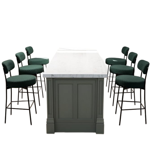 DYHOME  Bar Stools Set Of 6, 27 Inches Counter Height Kitchen Bar Stools With Back, Modern Metal Tall Bar Stools for Kitchen Island In Green