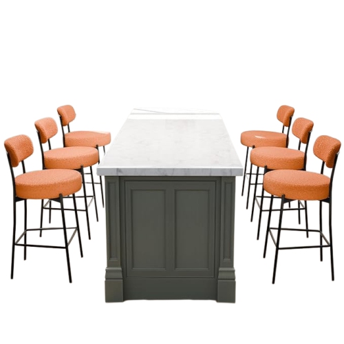 DYHOME Bar Stools Set of 6, 27 Inches Counter Height Kitchen Bar Stools with Back, Modern Metal Tall Bar Stools for Kitchen Island, Orange