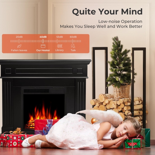 ZAFRO 43” Corner Electric Fireplace Mantel Wooden Surround Firebox, TV Stand with Freestanding Electric Fireplace, Remote Control, Adjustable Led