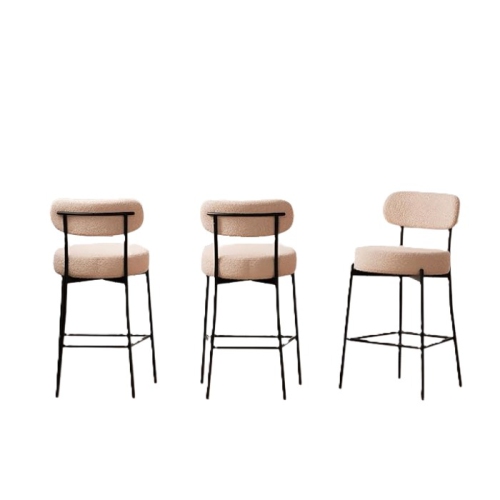 DYHOME Bar Stools Set of 3, 27 Inches Counter Height Kitchen Bar Stools with Back, Modern Metal Tall Bar Stools for Kitchen Island, Light Brown
