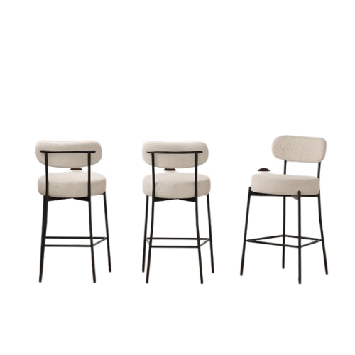 DYHOME Bar Stools Set of 3, 27 Inches Counter Height Kitchen Bar Stools with Back, Modern Metal Tall Bar Stools for Kitchen Island, Grey