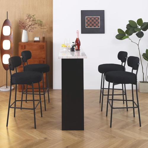 DYHOME Black Bar Stools Set of 4 27 Inches Boucle Counter Height Bar Stools with Back Modern Metal Tall Bar Stools for Kitchen Island Best Buy Canada