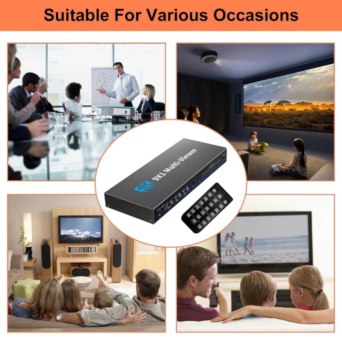 HDMI Quad Multi-Viewer Seamless Switcher 9 in 1 Out with IR Remote, Support 4K 30Hz, 10 Display Modes for Security Camera, Monitor, Gaming Consoles