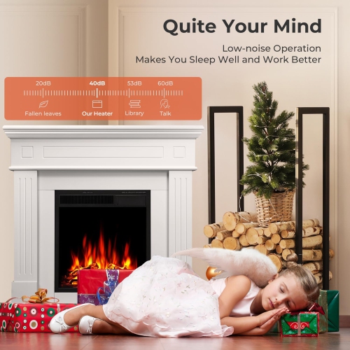 ZAFRO 43” Corner Electric Fireplace Mantel Wooden Surround Firebox, TV Stand with Freestanding Electric Fireplace, Remote Control, Adjustable Led