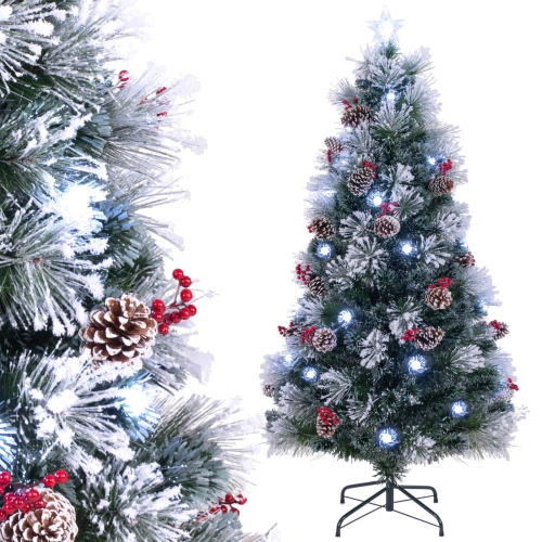 Costway 6 FT Flocked Christmas Tree Artificial Xmas Tree with 220 Branch Tips &Pine Needles