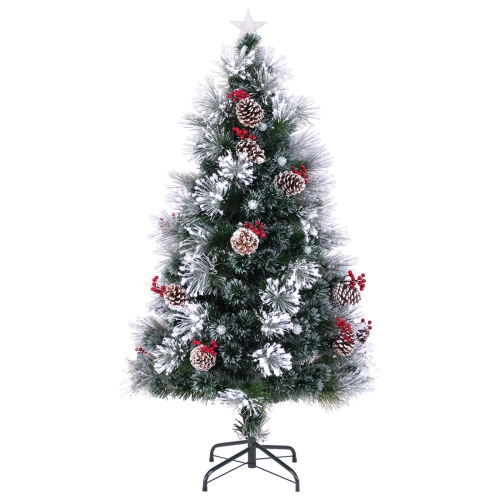 Costway 5 FT Flocked Christmas Tree Artificial Xmas Tree with 170 Branch Tips &Pine Needles