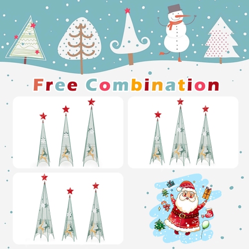Costway Set of 3 Tower Shaped Christmas Trees Artificial Xmas Metal Trees