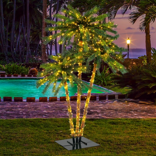 Costway 6 FT 3 Trunks Lighted Palm Tree 930 LED Light up Simulation Tropical Palm Tree