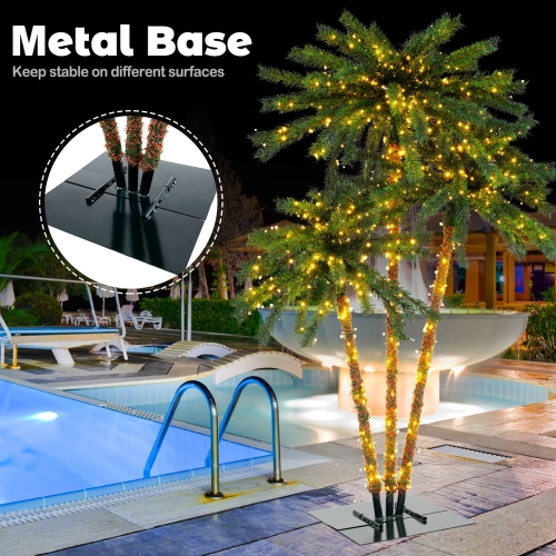 Costway 6 FT 3 Trunks Lighted Palm Tree 930 LED Light up Simulation Tropical Palm Tree