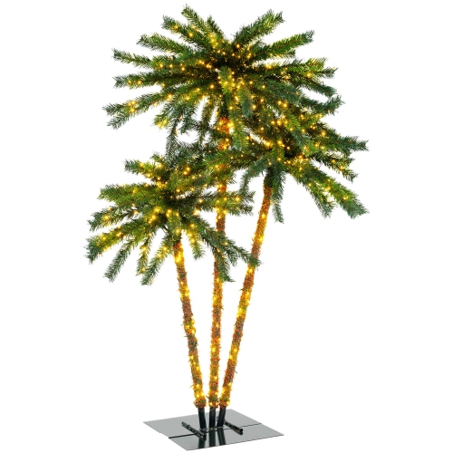 Costway 6 FT 3 Trunks Lighted Palm Tree 930 LED Light up Simulation Tropical Palm Tree
