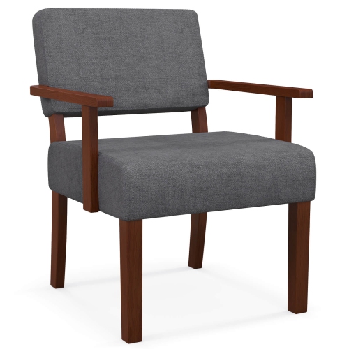 Costway Mid-Century Linen Accent Chair Living Room Chair with Soft Padded Seat & Backrest