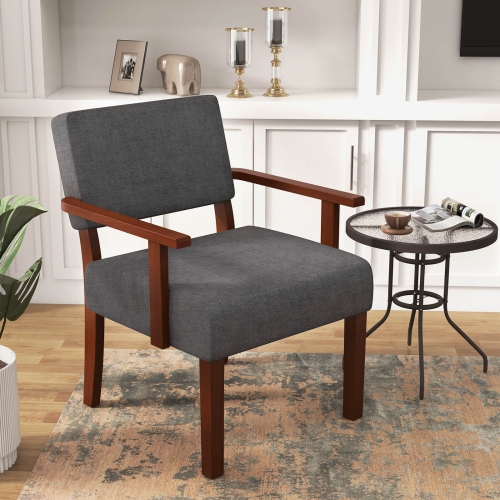 Costway 2PCS Linen Accent Chair Living Room Chair with Soft Padded Seat & Backrest