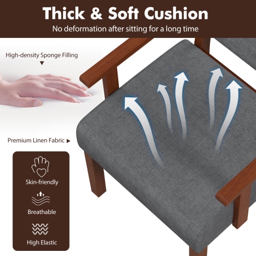 Costway 2PCS Linen Accent Chair Living Room Chair with Soft Padded Seat & Backrest