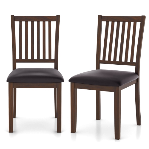 Costway Modern Dining Chair Set of 2 with Slanted High Backrest Wear-resistant PVC Leather