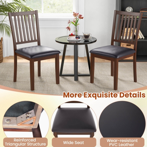 Costway Modern Dining Chair Set of 2 with Slanted High Backrest Wear-resistant PVC Leather