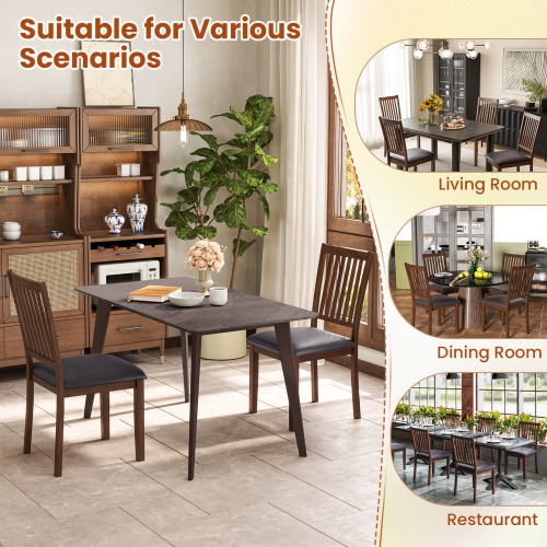 Costway Modern Dining Chair Set of 2 with Slanted High Backrest Wear-resistant PVC Leather