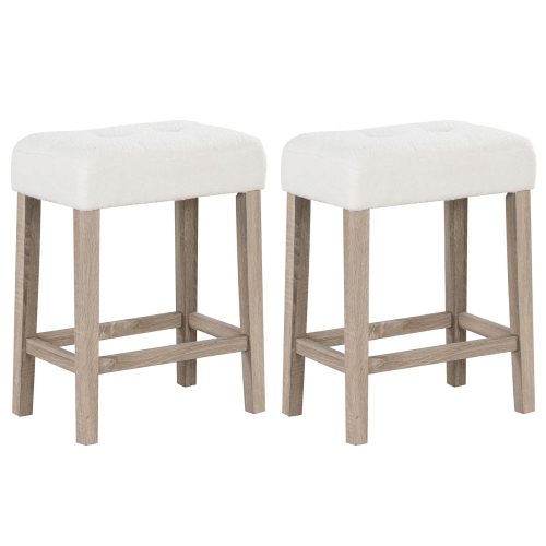 COSTWAY  Counter Height Bar Stools Set Of 2 With Rubber Wood Legs Footrest Modern for Home