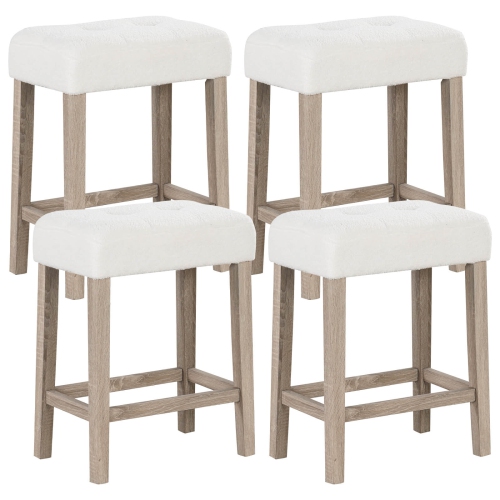 COSTWAY  Counter Height Bar Stools Set Of 4 With Rubber Wood Legs Footrest Modern for Home