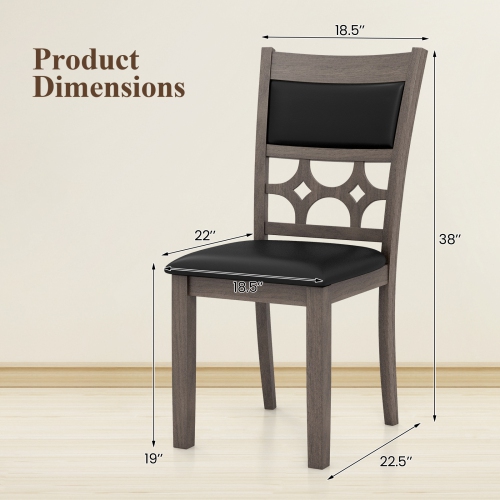 Costway Upholstered Dining Chair Set of 2 Armless Chair with Padded Backrest & Seat