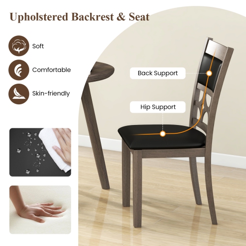 Costway Upholstered Dining Chair Set of 2 Armless Chair with Padded Backrest & Seat